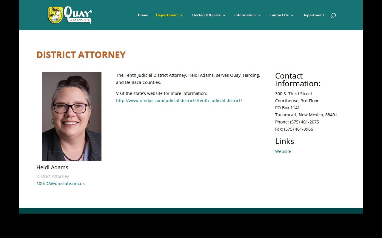 Quay County arrest warrant records, District Attorney public office