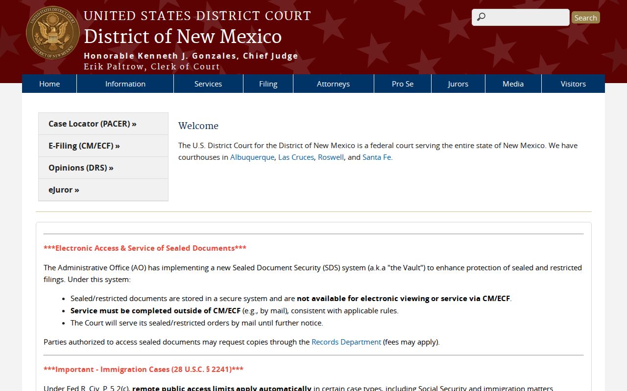 Quay County arrest warrant records, United States District Court source