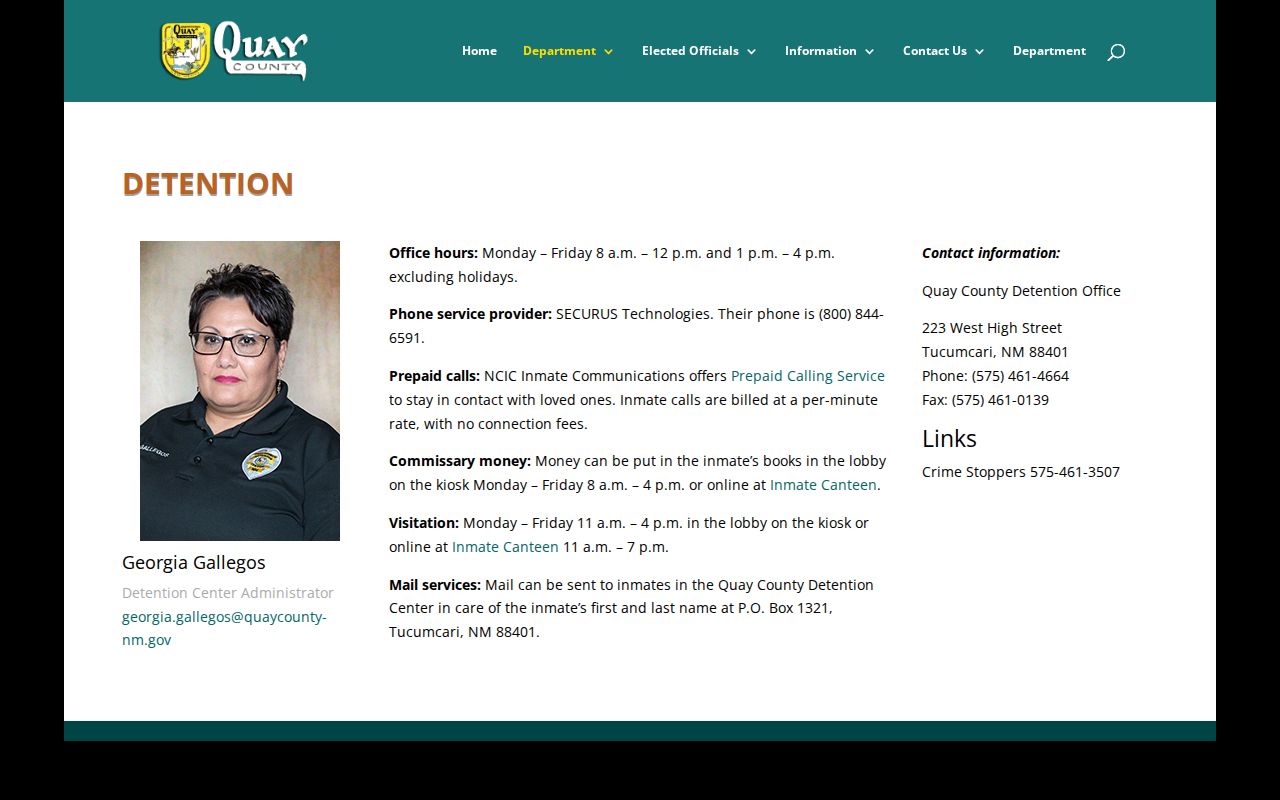 Quay County most wanted records, detention and public safety contact