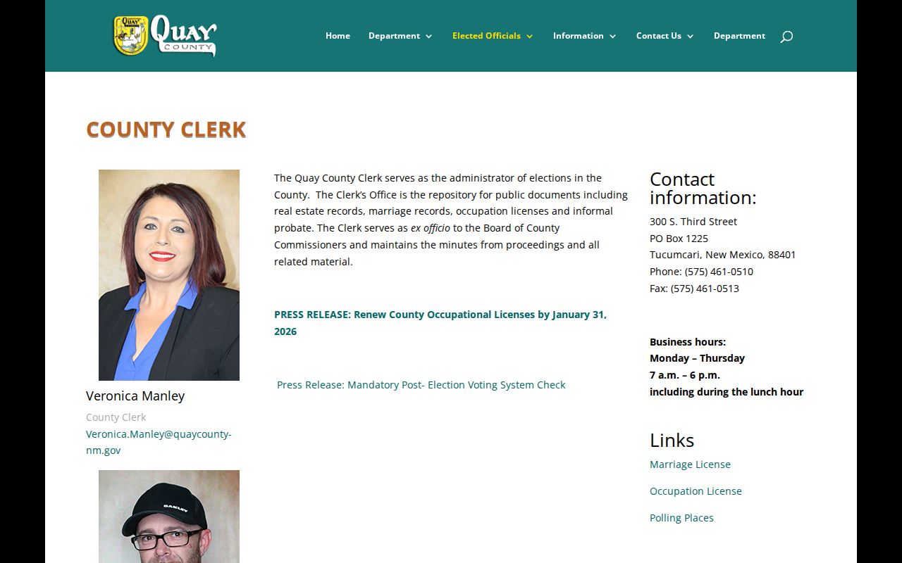 Quay County warrant records, county clerk records office